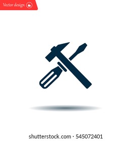 Hammer and Screwdriver Icon. Vector illustration