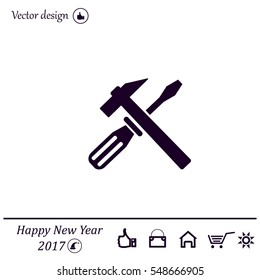 Hammer and Screwdriver Icon. Vector illustration