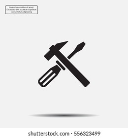 Hammer and Screwdriver Icon. Vector illustration