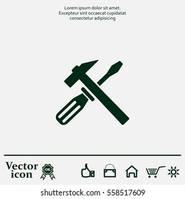 Hammer and Screwdriver Icon. Vector illustration