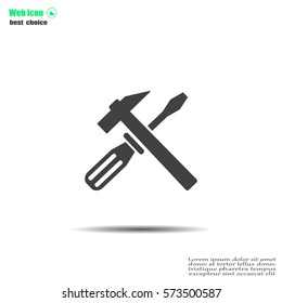 Hammer and Screwdriver Icon. Vector illustration