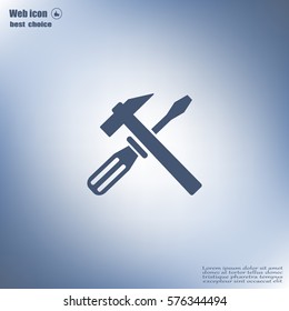 Hammer and Screwdriver Icon. Vector illustration