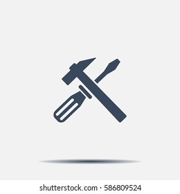 Hammer and Screwdriver Icon. Vector illustration