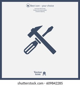 Hammer and Screwdriver Icon. Vector illustration