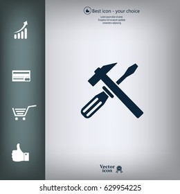 Hammer and Screwdriver Icon. Vector illustration