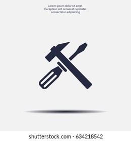 Hammer and Screwdriver Icon. Vector illustration