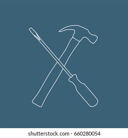 Hammer and screwdriver icon, vector illustration design. Tools collection.