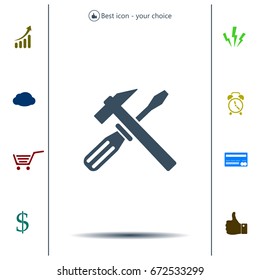 Hammer and Screwdriver Icon. Vector illustration