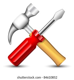 Hammer and Screwdriver Icon. Vector illustration