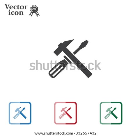 Hammer and Screwdriver Icon. Vector illustration