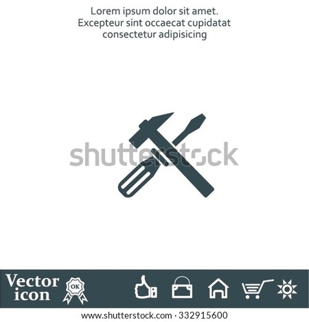 Hammer and Screwdriver Icon. Vector illustration