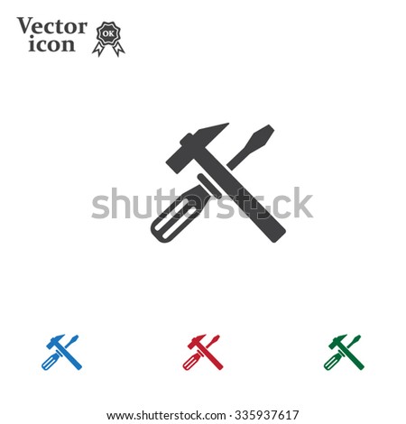 Hammer and Screwdriver Icon. Vector illustration