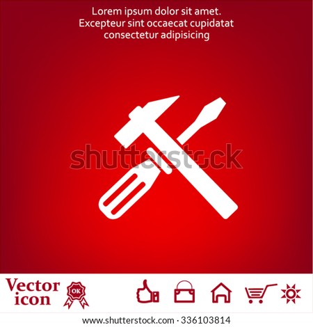 Hammer and Screwdriver Icon. Vector illustration