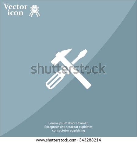 Hammer and Screwdriver Icon. Vector illustration