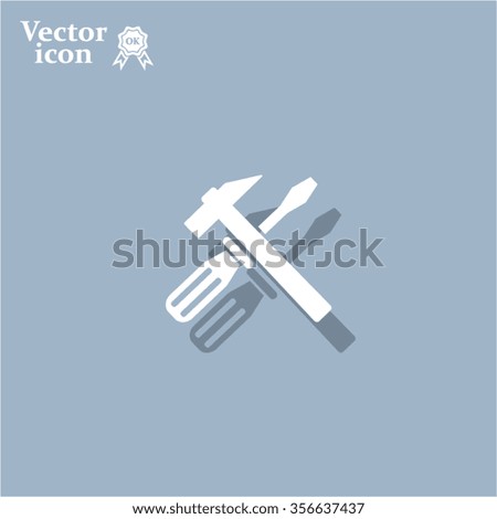 Hammer and Screwdriver Icon. Vector illustration