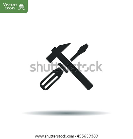 Hammer and Screwdriver Icon. Vector illustration