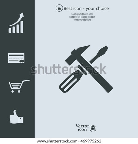 Hammer and Screwdriver Icon. Vector illustration