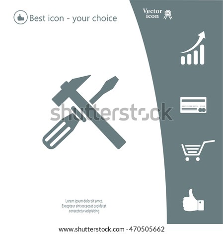 Hammer and Screwdriver Icon. Vector illustration