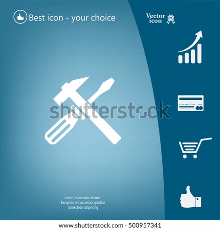 Hammer and Screwdriver Icon. Vector illustration