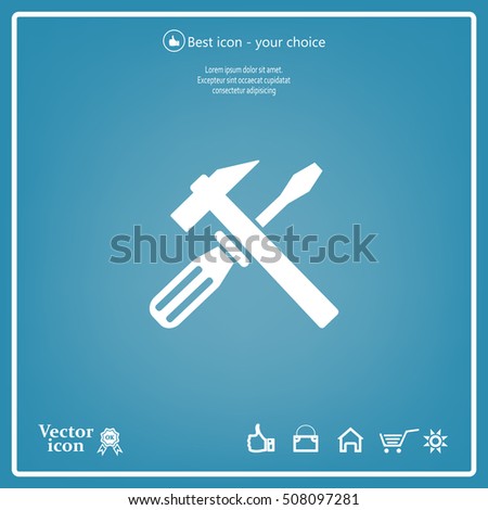 Hammer and Screwdriver Icon. Vector illustration