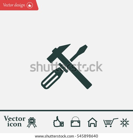 Hammer and Screwdriver Icon. Vector illustration