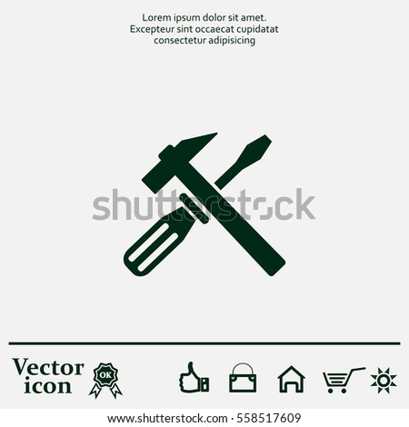 Hammer and Screwdriver Icon. Vector illustration