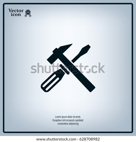 Hammer and Screwdriver Icon. Vector illustration