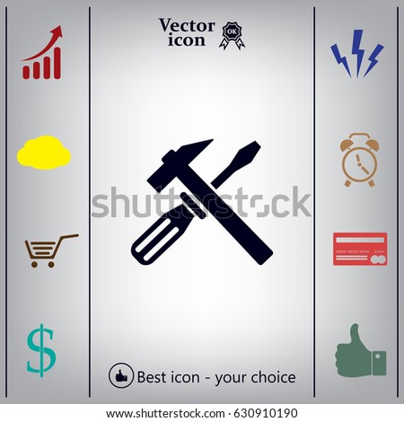 Hammer and Screwdriver Icon. Vector illustration