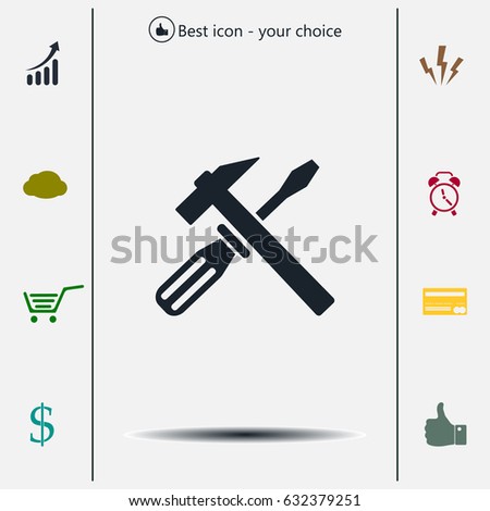 Hammer and Screwdriver Icon. Vector illustration