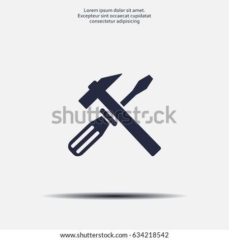 Hammer and Screwdriver Icon. Vector illustration