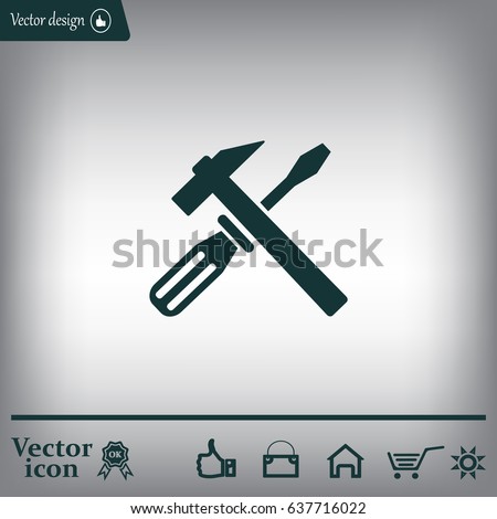 Hammer and Screwdriver Icon. Vector illustration