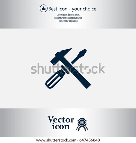 Hammer and Screwdriver Icon. Vector illustration