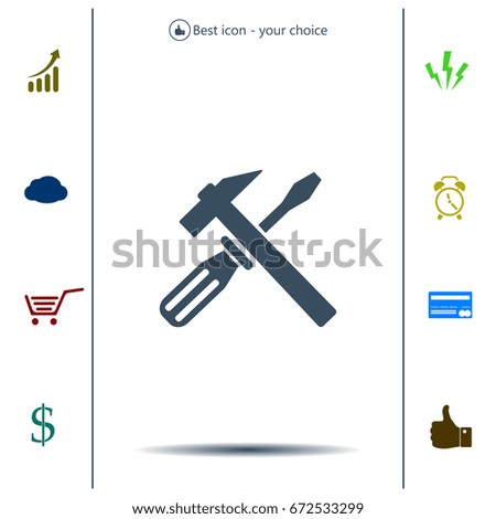 Hammer and Screwdriver Icon. Vector illustration