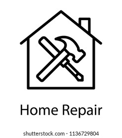 Hammer and screwdriver inside house building, Home maintenance or home renovation 