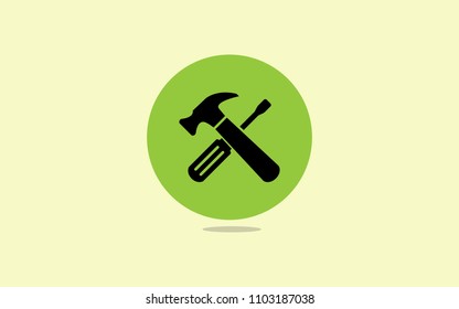 Hammer, Screwdriver logo, Repair maintenance Tools icon 