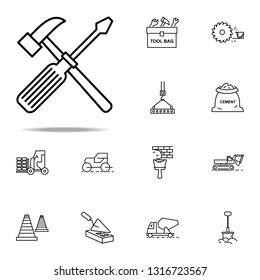 hammer and screwdriver outline icon. Construction icons universal set for web and mobile