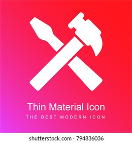 Hammer and screwdriver tools cross red and pink gradient material white icon minimal design