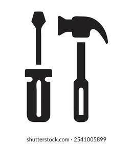 Hammer and screwdriver tools icon on white background