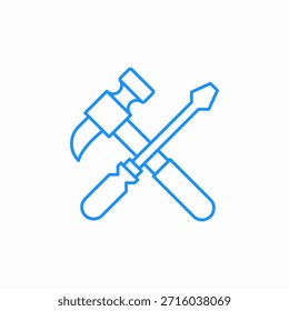 hammer screwdriver tools icon sign vector