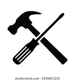 Hammer and screwdriver vector illustration, maintenance logo symbol