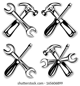 hammer and screwdriver and wrench set icon. vector illustration
