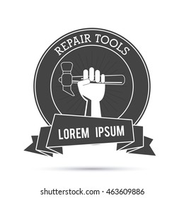 Hammer seal stamp tool icon. Repair construction concept. Isolated illustration. Vector graphic