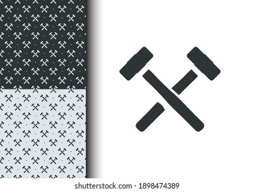 Hammer Seamless Pattern Vector For Background, Texture, Backdrop, Banner, Poster, Wallpaper, Sticker, Brochure, Textile, Fabric. Bandana Element. Isolated Background. Eps 10