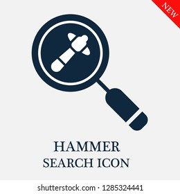 Hammer search icon. Editable Hammer search icon for web or mobile.