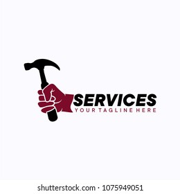 Hammer Service Logo Template Design Creative Stock Vector (royalty Free 