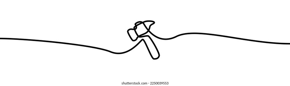 Hammer shape drawing by continuos line, thin line design vector illustration