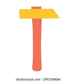 Martillo con un extremo agudo para la reparación y construcción en un fondo aislado. Construcción o renovación. Herramientas de construcción como elemento de diseño o logotipo. Ilustración vectorial.