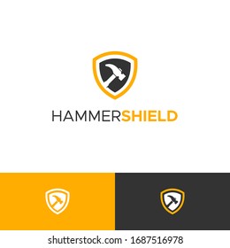 hammer shield logo design unique