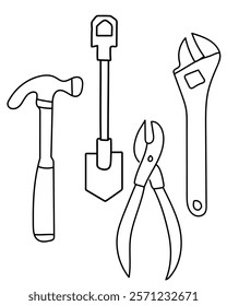 Hammer, Shovel, Wrench vector tools are essential digital resources for architects, engineers, and designers tools typically use vector graphics to create precise,scalable illustrations.