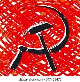 Hammer and sickle grunge icon